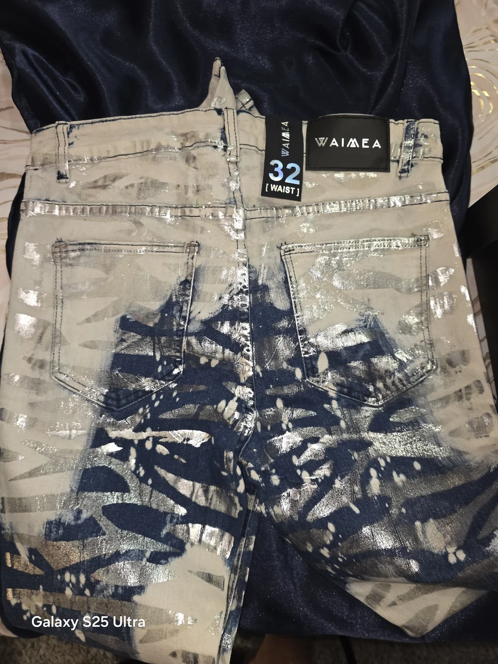 Waimea Stretch Jeans In Silver, Black & Blue. New With Tags. Size 32. MFRP:$85